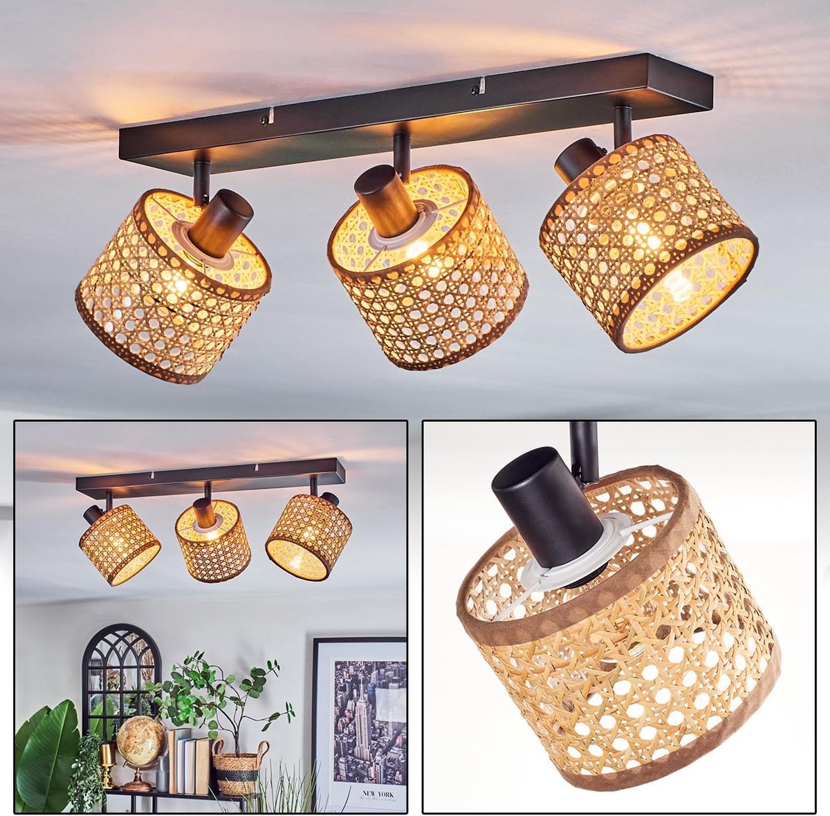Plafondlamp, Plafondspot Zwart, 3-lichts