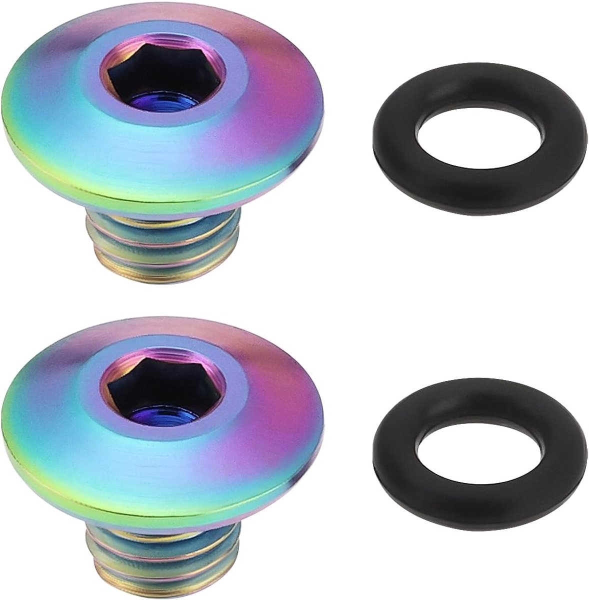 2 Set fiets ontluchtingsschroef O-ring fiets split body olie dop schroef TC4 titanium legering M5x10mm bouten compatibel met XT SLX Zee Deore LX (kleurrijk)