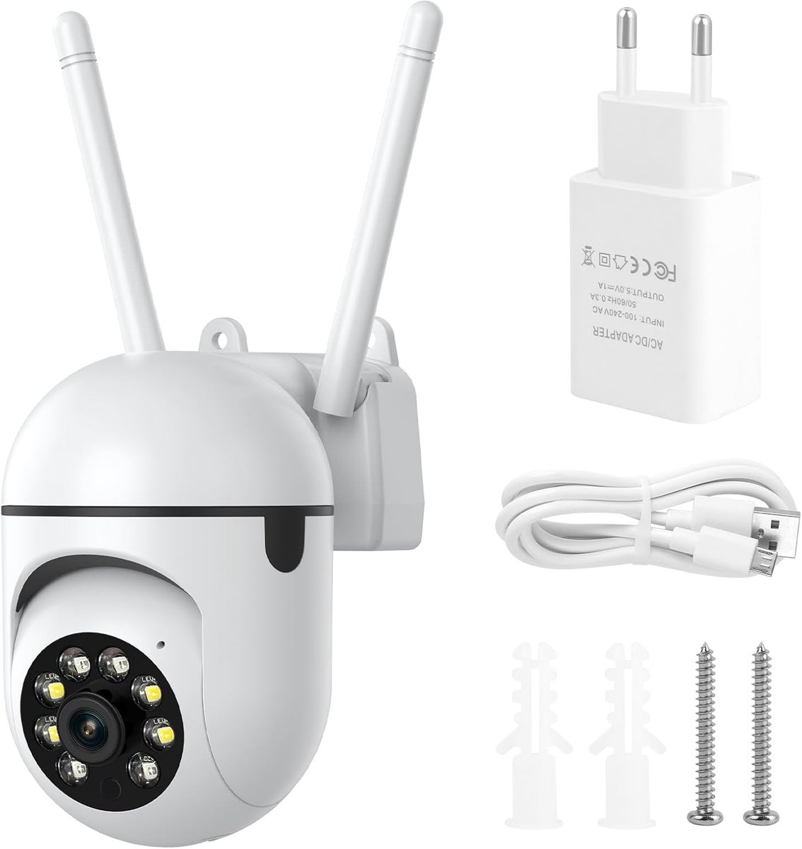 720P 1MP bewakingscamera voor buiten, 360° PTZ bewakingscamera, 2,4 GHz wifi-camera, bewakingscamera voor buiten met kleurennachtzicht, 2-weg audio