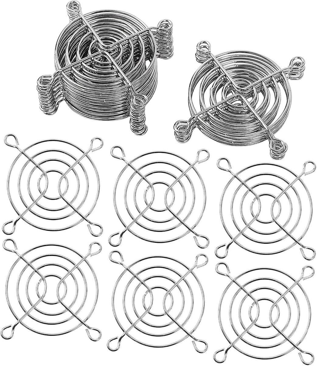 Sourcing map 20 stuks ventilatieroosters, 58 mm metalen grill, vingerbescherming, ventilatorbescherming, pc-ventilatorrooster voor 60 mm behuizingsventilator, zilver
