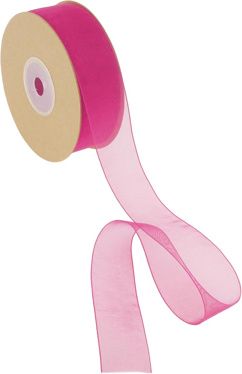 22,86 m x 2,5 cm nylon lint, cadeaulint, breed bruiloftsdecoratielint roze