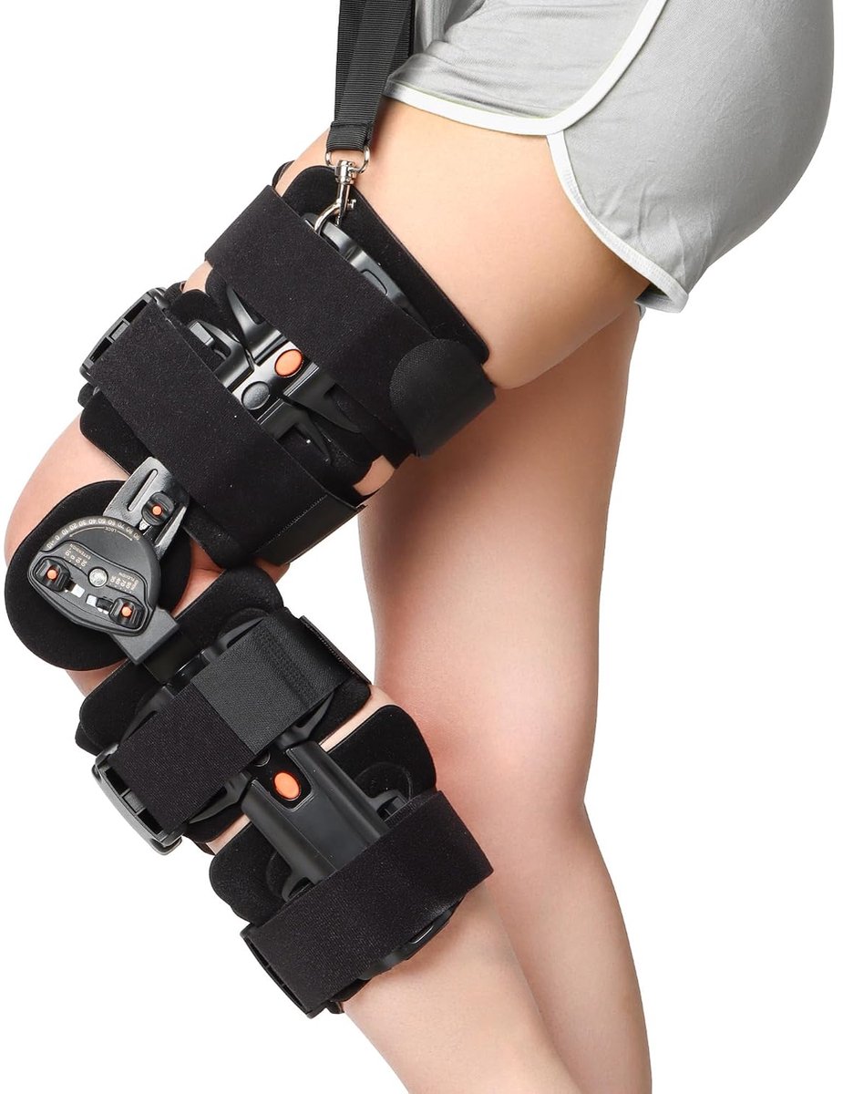 Kniebrace ROM Post Op, Verstelbare Kniebrace Stabilisatie Vergrendeling, ACL, PCL, MCL Ondersteuning Knie Immobilisator Brace, Orthopedische Revalidatie voor Mannen & Vrouwen