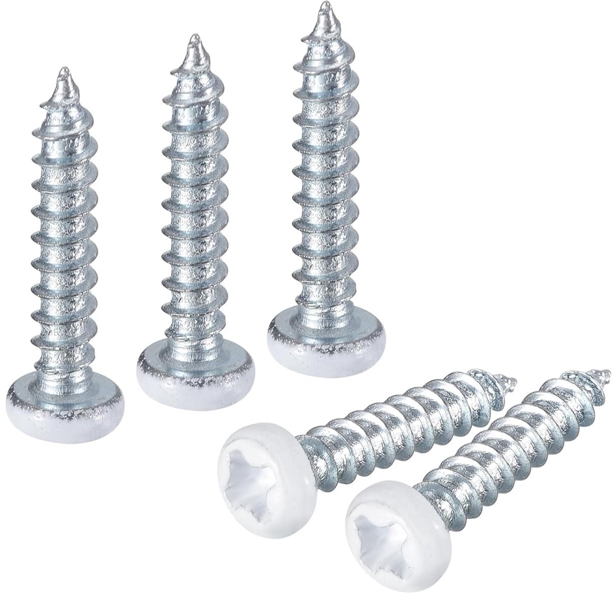 50 stuks M2,5 x 12 mm witte lenskop, zelfborende schroeven van koolstofstaal, Phillips houtschroeven voor houtbewerking, wit-blauw