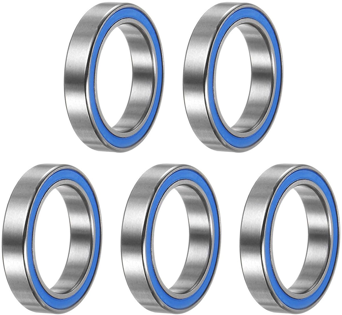 Lagers, 5 stuks 15 x 21 x 4 mm Z2 dubbele rubberen chroomstalen lagers, blauw