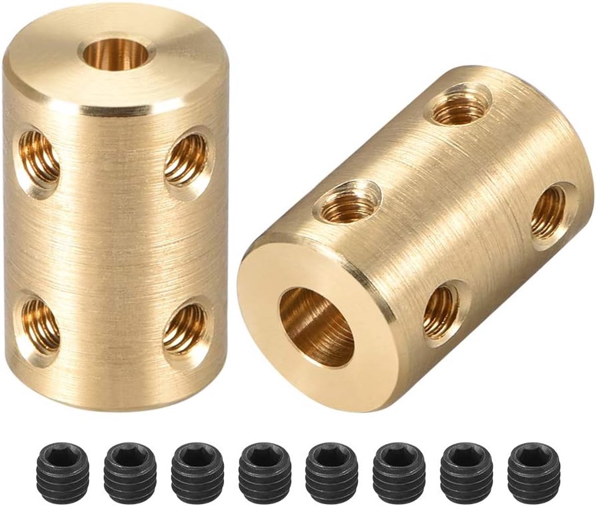 sourcing map schacht koppeling robot motor wiel rigid koppeling 10mm naar 10mm L22xD16 goudkleur 4mm to 6mm Gold Tone 2pcs