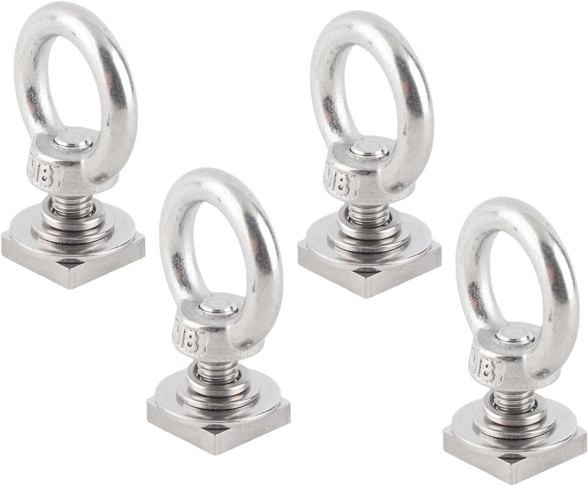 Track Mount Tie Anker M8 Rvs 4 stks Slots en Moer Ringen Oog Gebruikt voor imperiaal Securer Bungee Touw Touw Haken