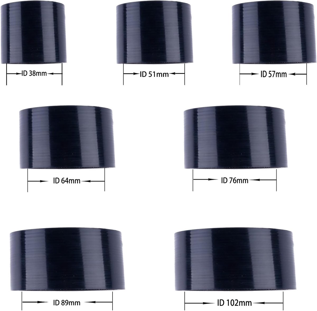 89mm ID 3.5Inch Siliconen Vermindering Slang Montage Buis (zwart) Lengte 76mm