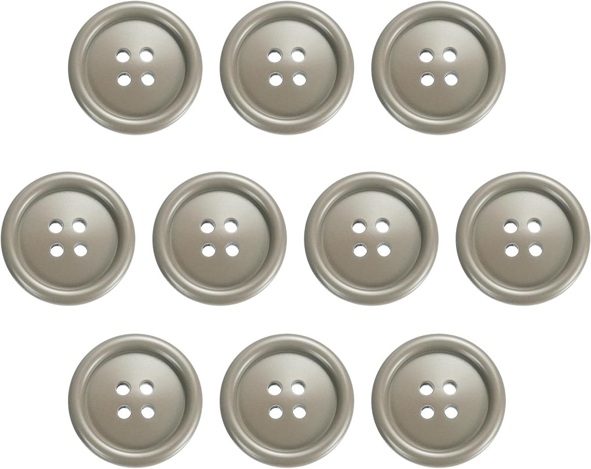 Knopen, 30 mm 4 gaten naaien harsknopen, knutselknopen, ronde reserveknopen voor naaien, mantel, overhemden, kleding, doe-het-zelf handwerk, decoratie, licht kaki