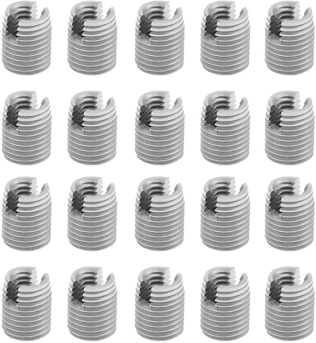20 Stuks M4 X 8 Mm Schroefdraadinzetstukken, Zelftappende Spiraalvormige Schroefdraadreparatieset voor Aluminium Kunststof Houten Meubelen Metaalbewerking Doe-het-zelf