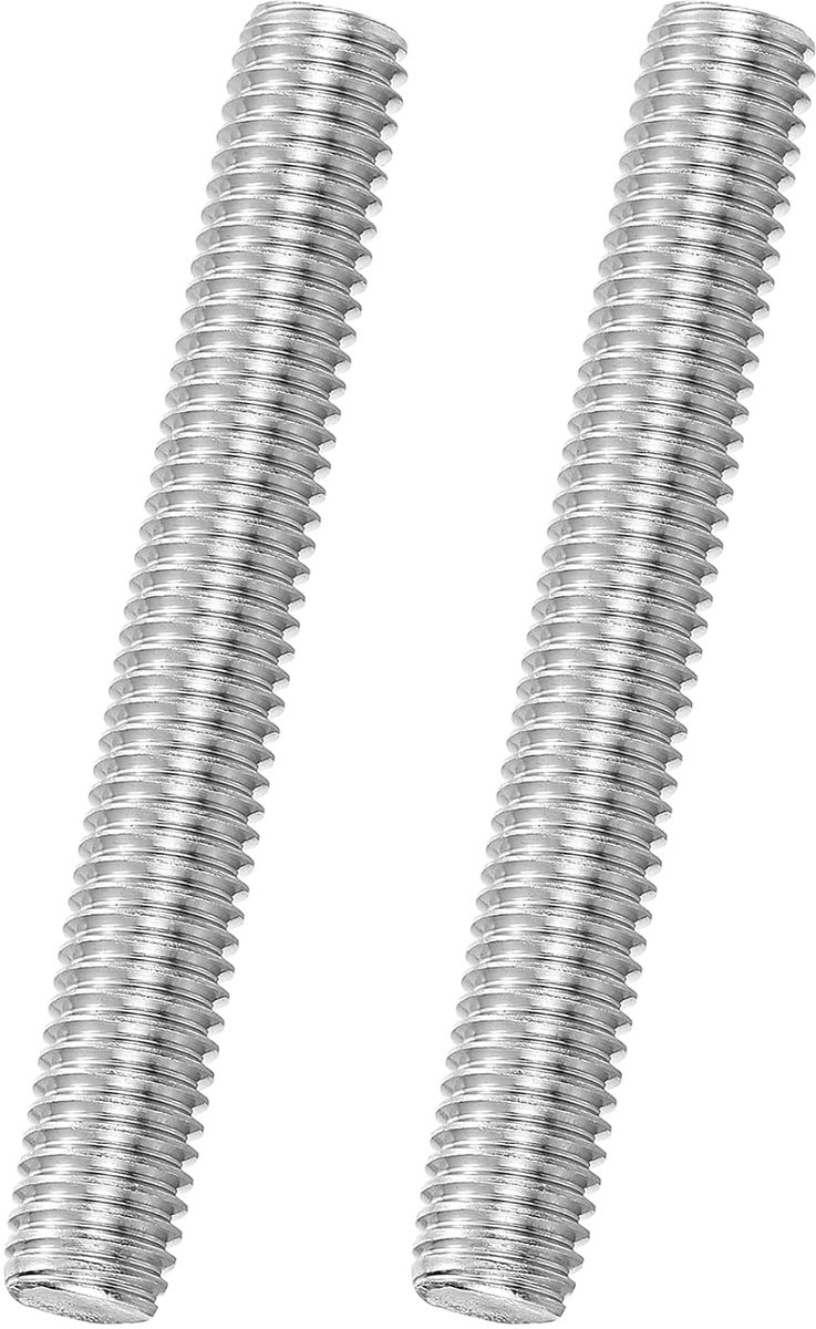2 stuks draadstangen compleet M10 x 75 mm, 316 roestvrij staal doorgangsschroef rechts voor meubelmontage, bevestiging 1,5 mm