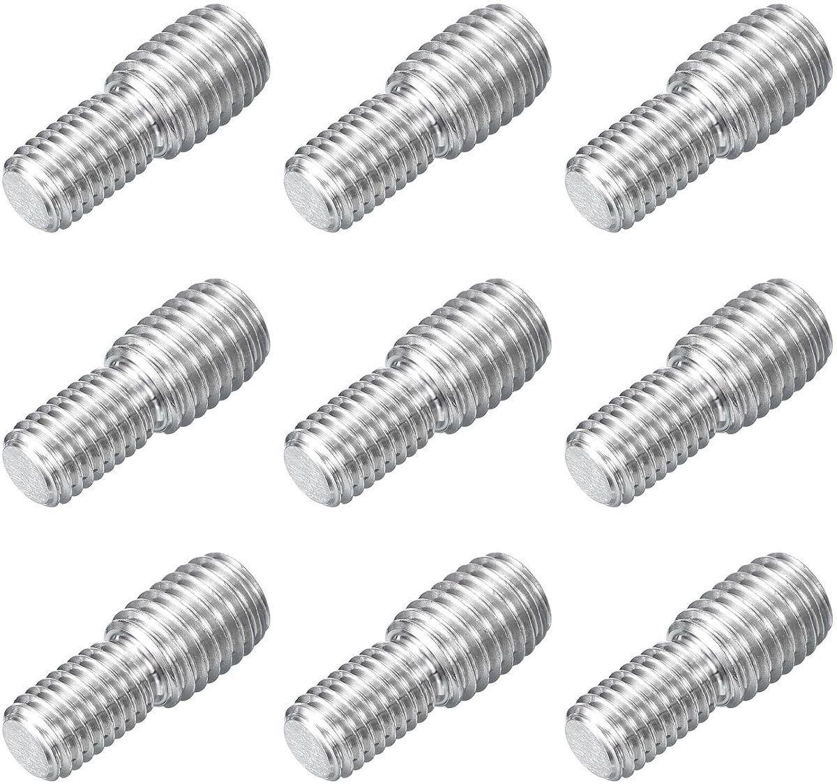 Dubbele schroefdraadbouten, M10 x 15 mm op M12 x 15 mm, 9 stuks schroefdraadreduceringsadapter van roestvrij staal 304 voor montage van meubels en machines