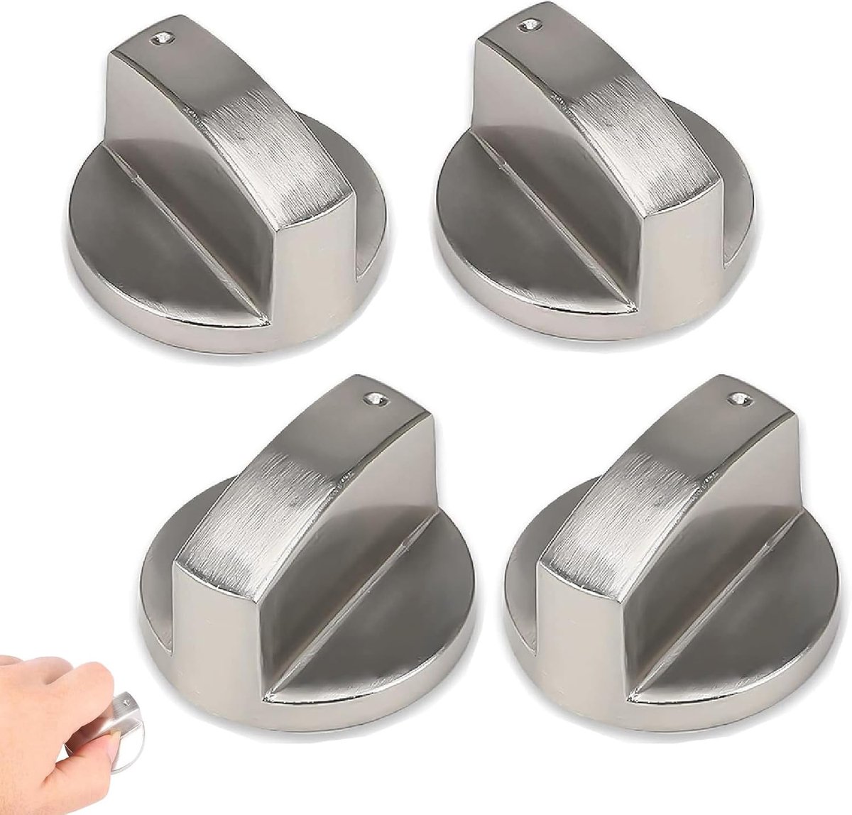Knoppen Zilver, 4 Stks Gaskookplaat Knoppen Gasfornuis 6 MM Universele Kookplaat Knoppen Vervanging Metalen Gas Kookplaat Schakelaar voor Keuken Fornuis Gasfornuis Oven Kookplaat