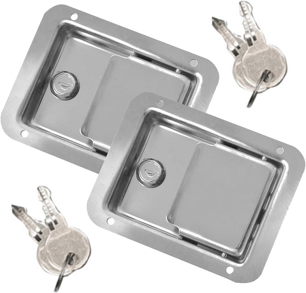 stalen hanger RV-deurslot, vrachtwagen-gereedschapskist sloten met 2 sleutels, reizigersaanhanger, deurlatch voor aanhanger, vrachtwagen, camper (2 stuks)