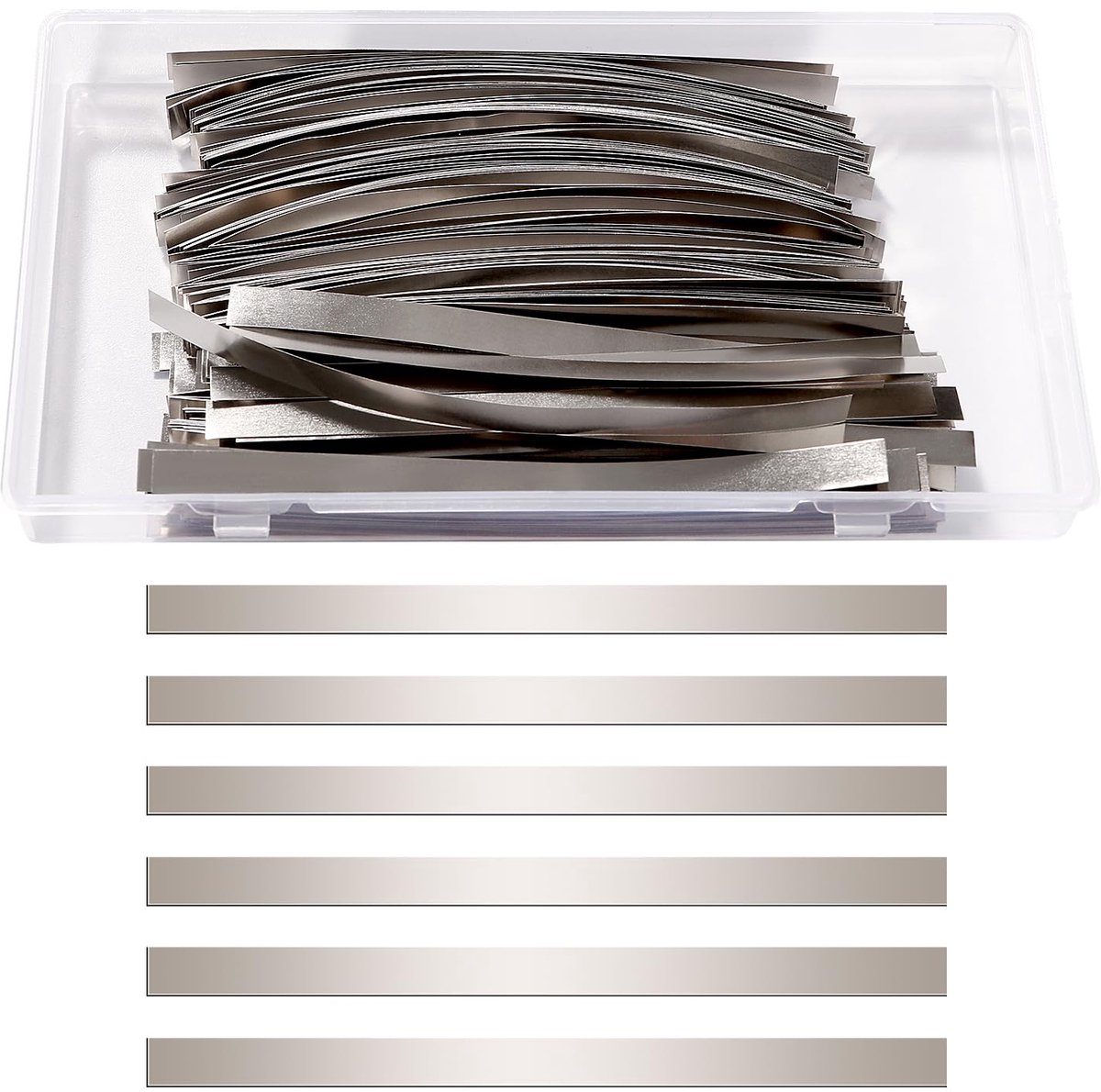 200 Stuks 0.1 * 6 * 100 mm Vernikkelde Stalen Strip, Nikkelstriptape voor Batterij, Nikkelstrip SolderenNikkelstrip Li-Po Batterij, voor Batterijpuntlassen