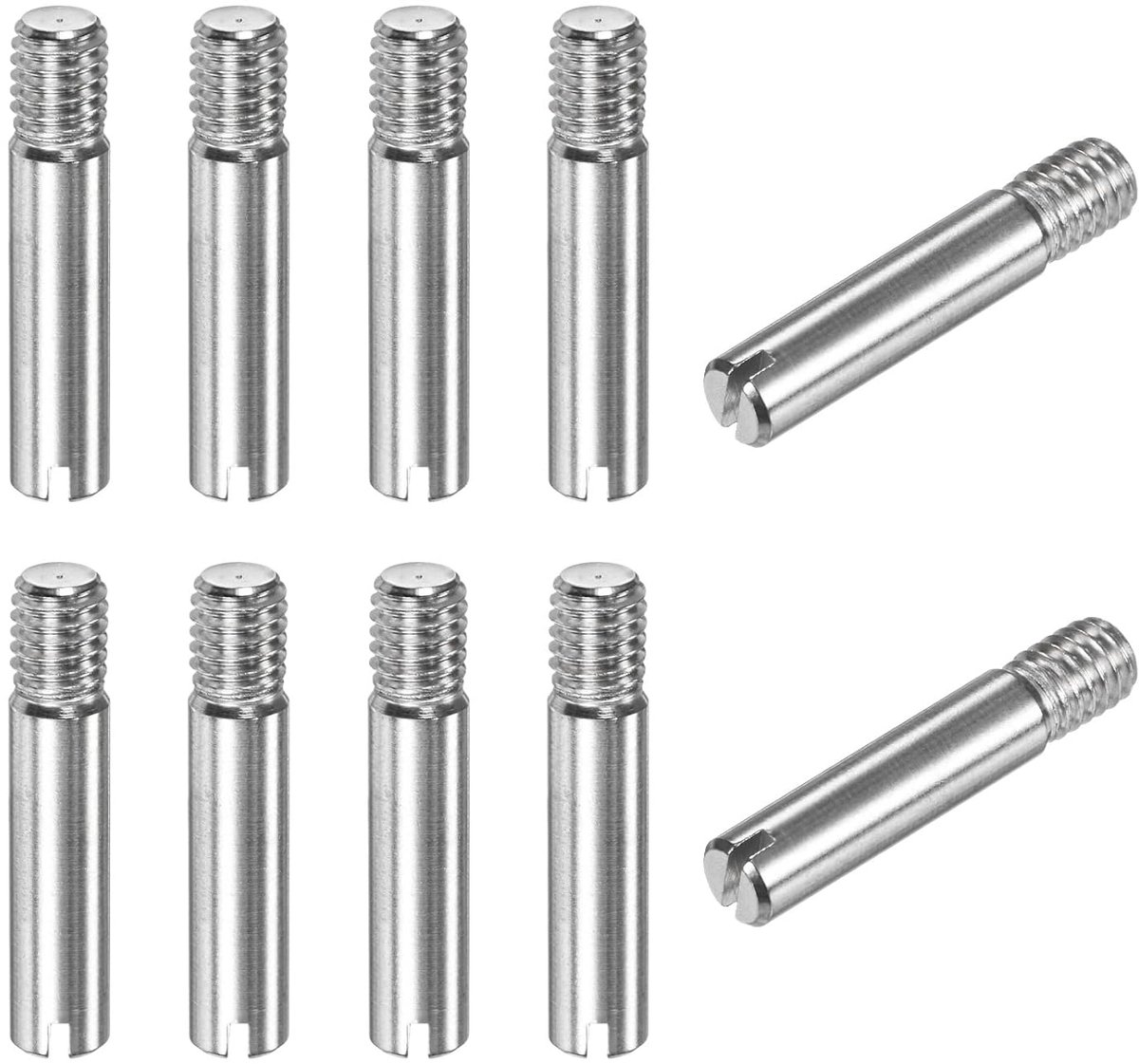 METERXITY 10 stuks M6 X 30 mm cilindrische sleufstekker, 304 roestvrij stalen positioneringspinnen met buitendraad voor metalen apparaten/projecten [zilverkleur]