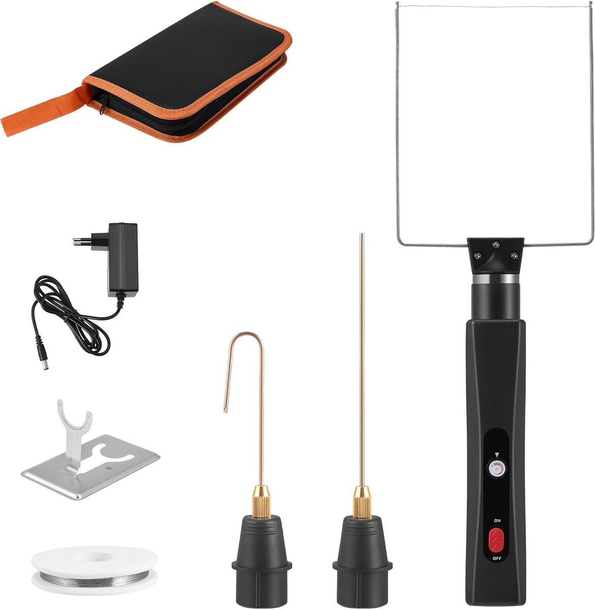 hittedraadsnijder, accu met thermostaat, elektrische piepschuim-snijder met led-voorlamp, hete piepschuimsnijder voor snijranden, kunststoffen en piepschuim (zwart)