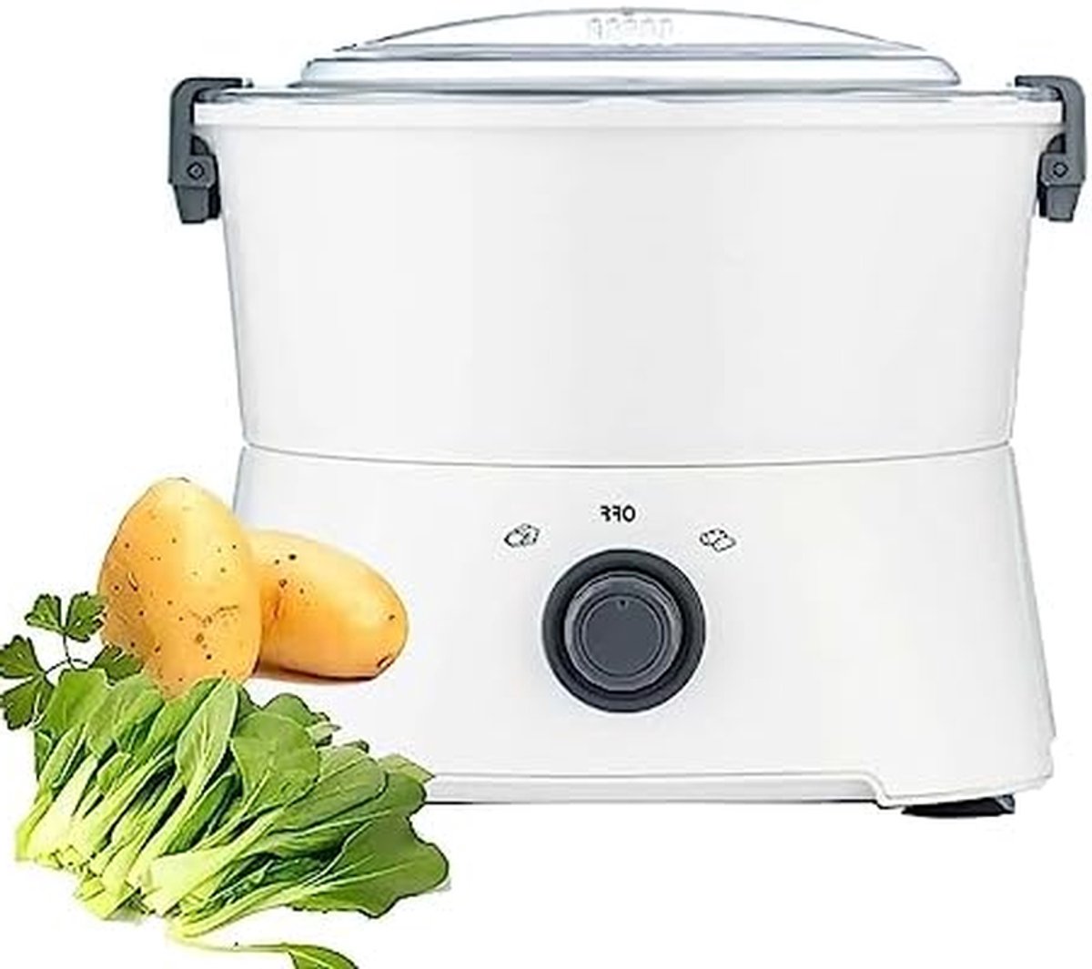 Elektrische Aardappelschiller - Automatische Groenteschiller - Efficiënt Schillen - Zes Roestvrijstalen Messen - 1 kg Per Keer - Wit