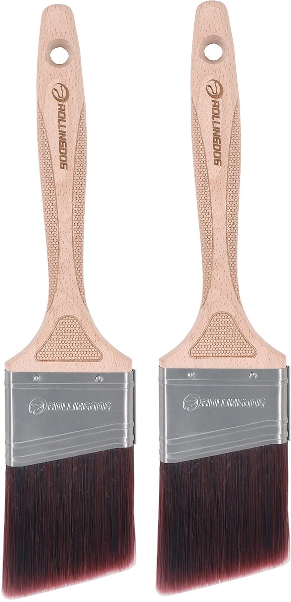 Verfkwastenset 2 stuks 2,5 inch - schuin gesneden - voor nauwkeurig detail trimmen - ideaal voor retoucheren - ShopVlot