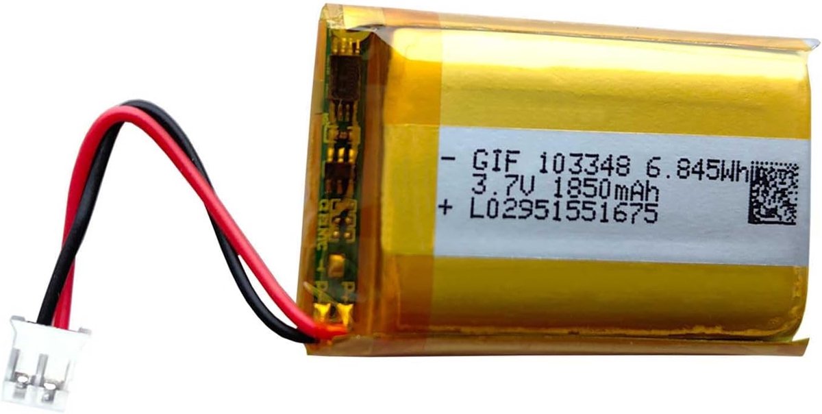 Oplaadbare batterij 1850mAh 3.7V - JST PH2.0-2PIN plug - krachtige LiPo batterij - ideaal voor elektronica - ShopVlot