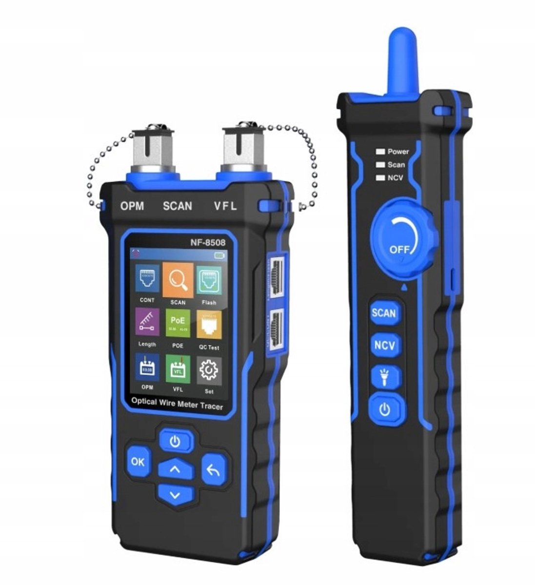Merkloze Netwerk & Glasvezel Tester met PoE & VFL Functie