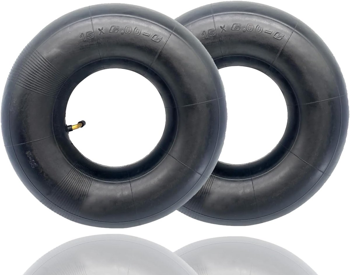Hose 15 x 6.00-6 - Set van 2 - Met gebogen ventiel - Geschikt voor grasmaaiers en meer - ShopVlot