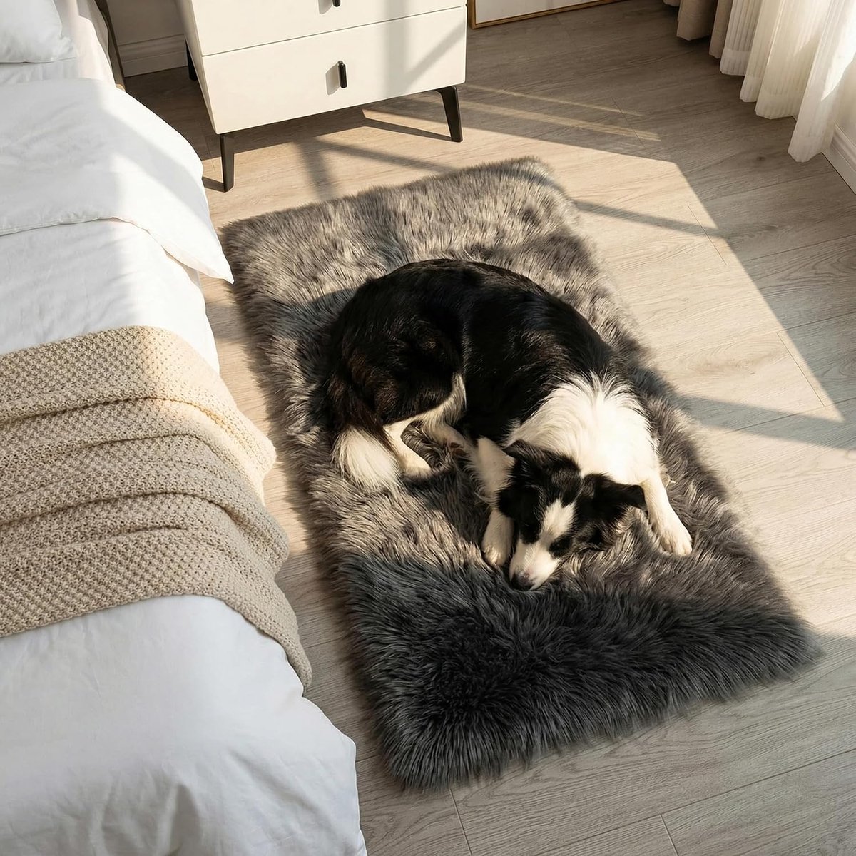 Pluche tapijt 60 cm - faux schapenvacht - ultra zacht en pluizig - ideaal voor slaapkamer of woonkamer - ShopVlot