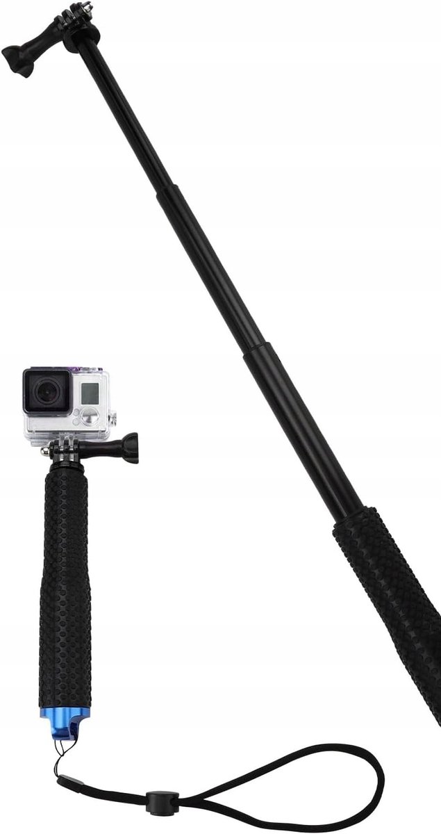 Telescopische Selfie Stick Monopod voor Sportcamera's - Blauw
