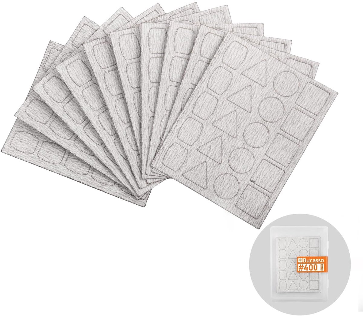Schuurpapier voor pen schuurmachine PLH-1000, PLH-2000 - 10 stuks met 20 pads - diverse vormen - ShopVlot