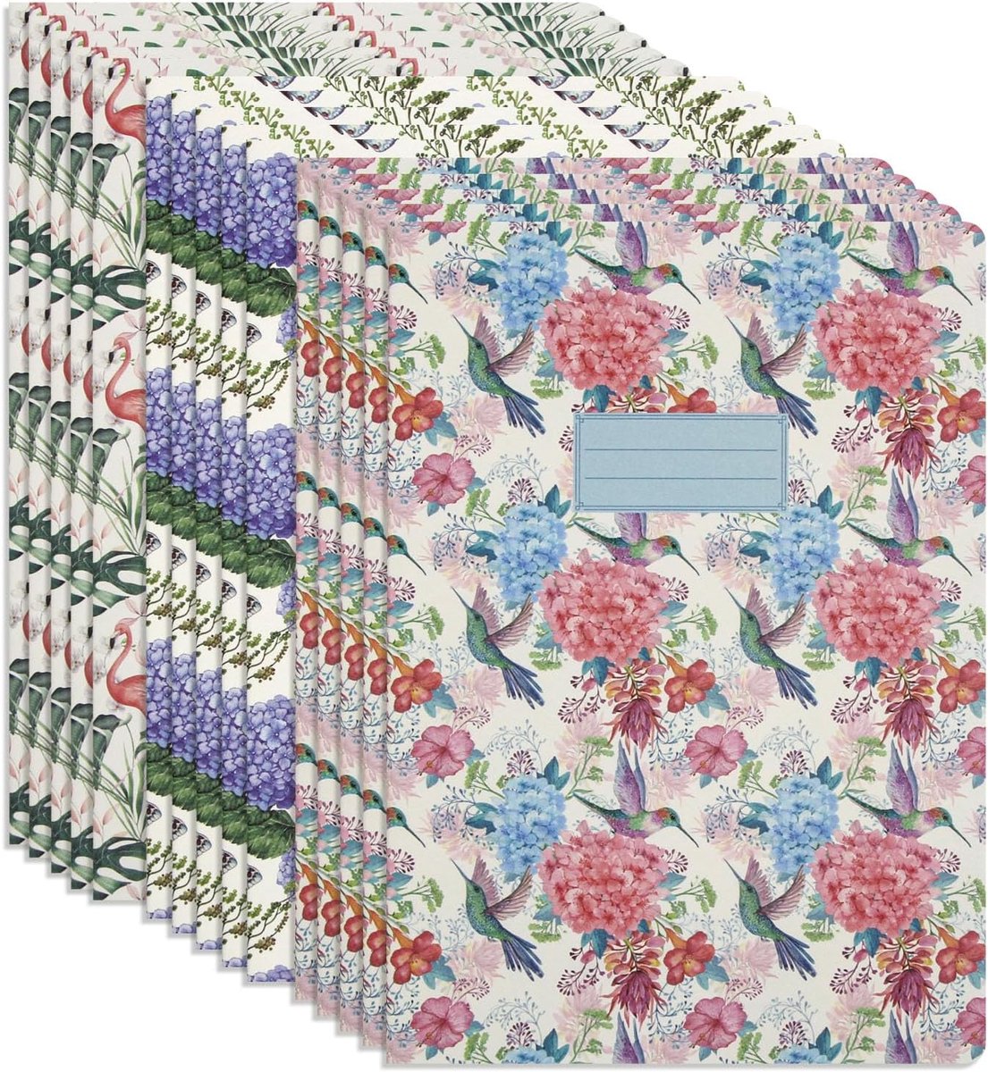 Notitieboeken A4 set van 15 - tropische bloemen - 64 pagina's - ideaal voor werk en reizen - ShopVlot