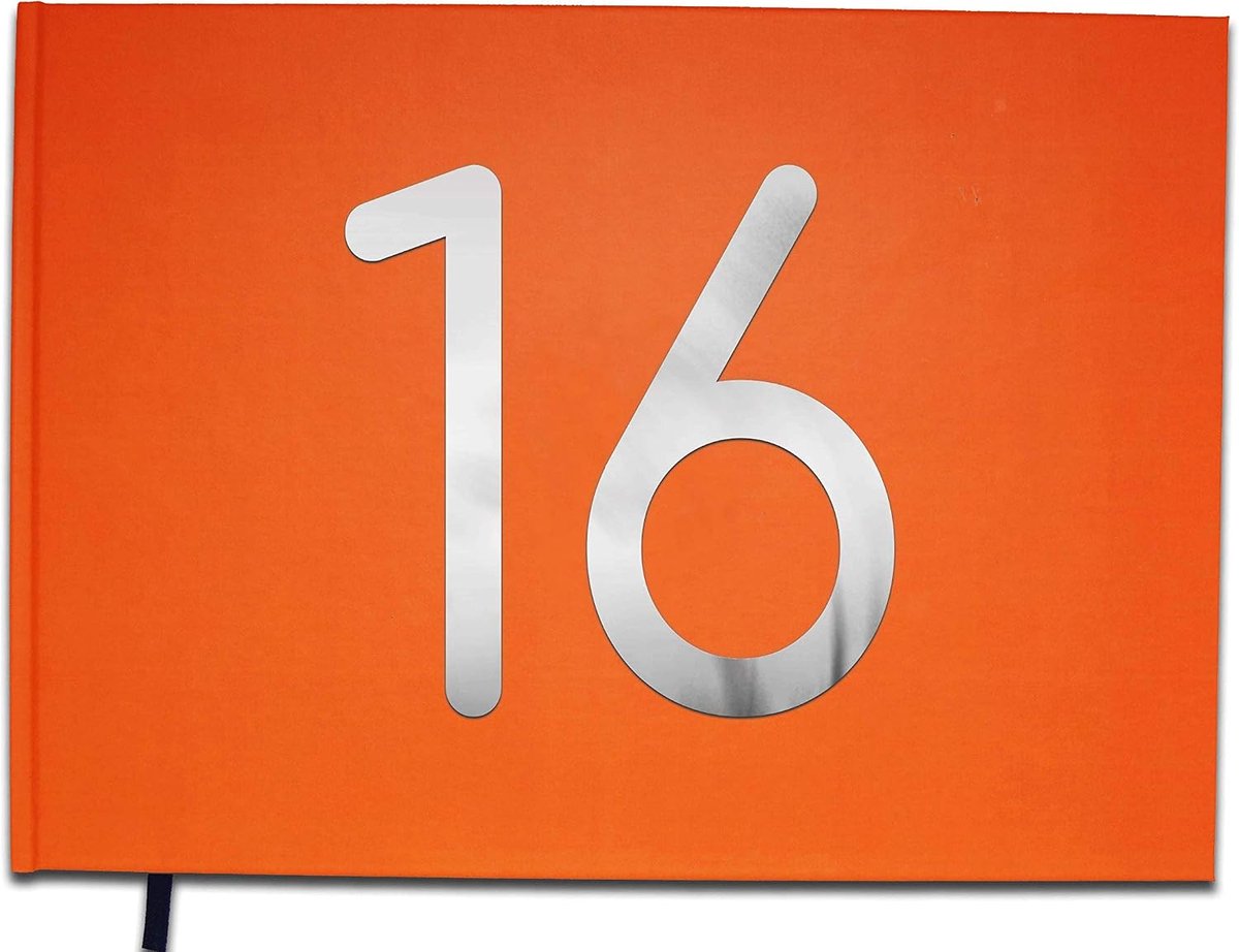 Gastenboek 16 jaar - 100 pagina's - premium kwaliteit oranje koraalrood - ideaal voor verjaardagen - ShopVlot