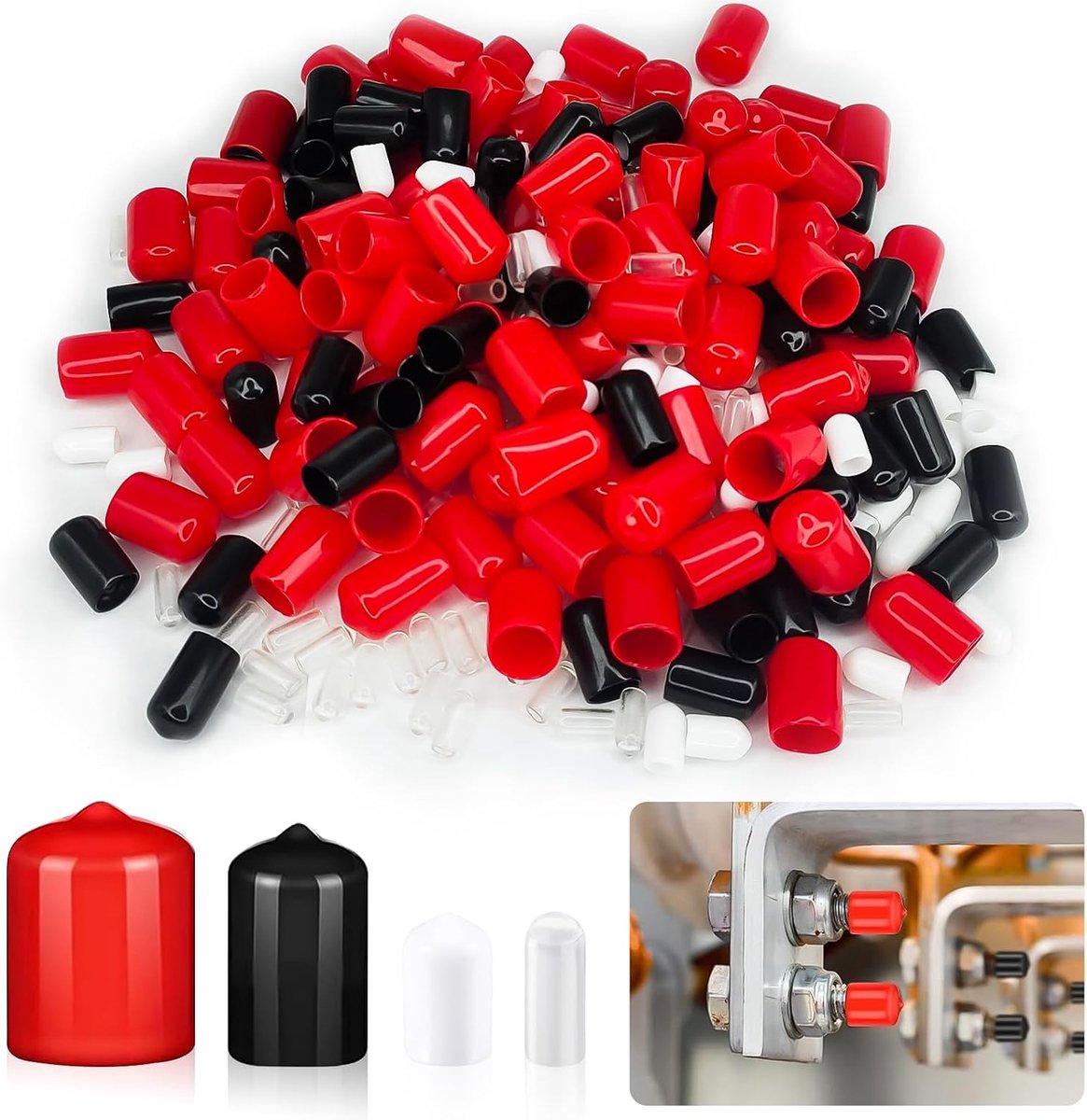 Rubber einddoppen 320 stuks - 3 mm, 6 mm, 9 mm, 12 mm - ronde doppen - bescherming voor meubelpoten - ShopVlot