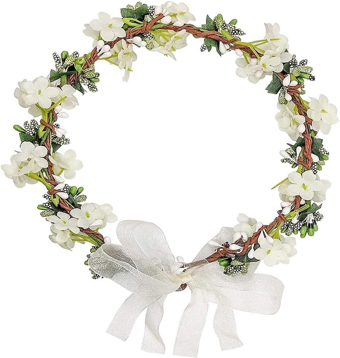 Bloemenkrans voor Bruiloft - Witte Zijde - Verstelbaar - Perfect voor Bruidsmeisjes - ShopVlot