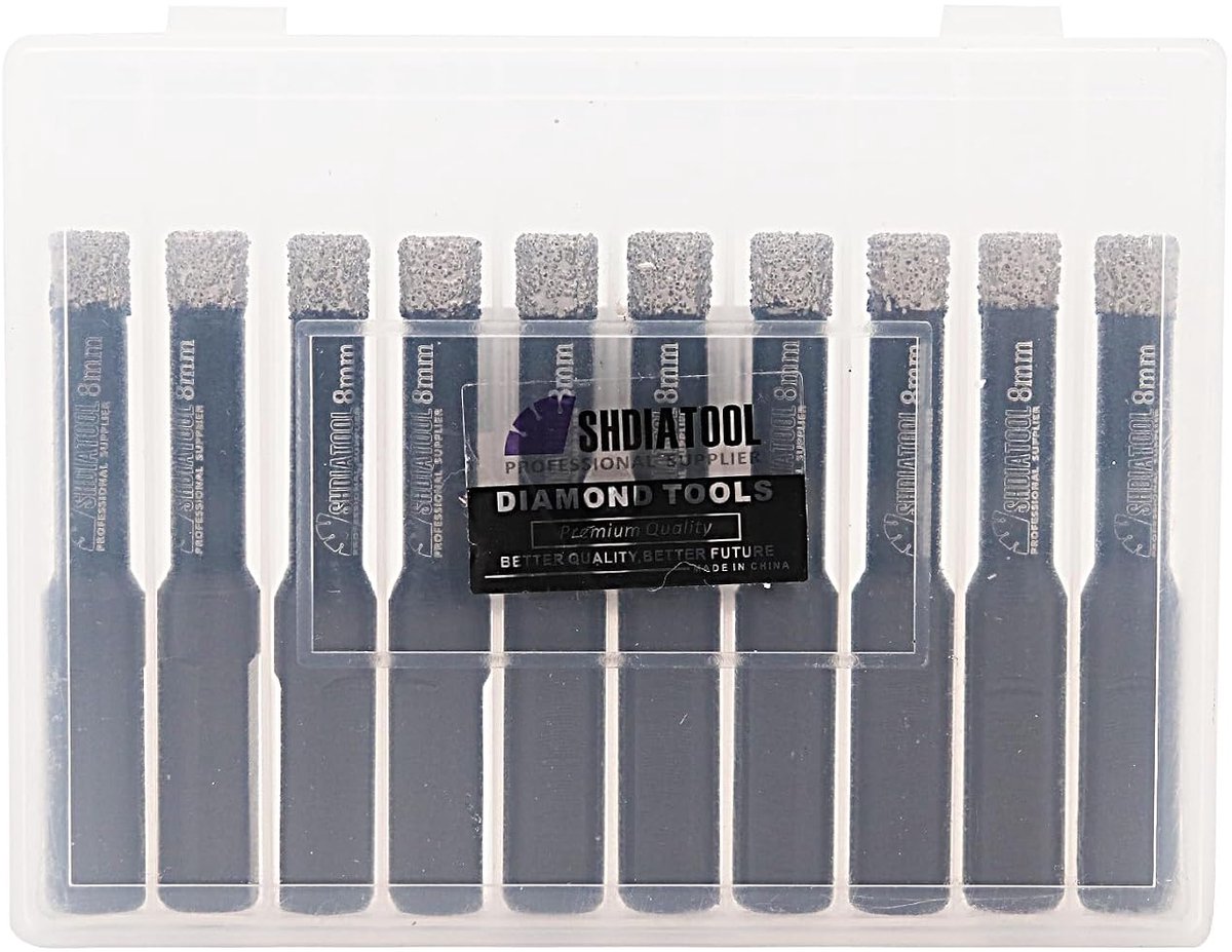 Diamant boor en gatenzaag 8 mm - 10 stuks - droog boren - voor keramische tegels - ShopVlot