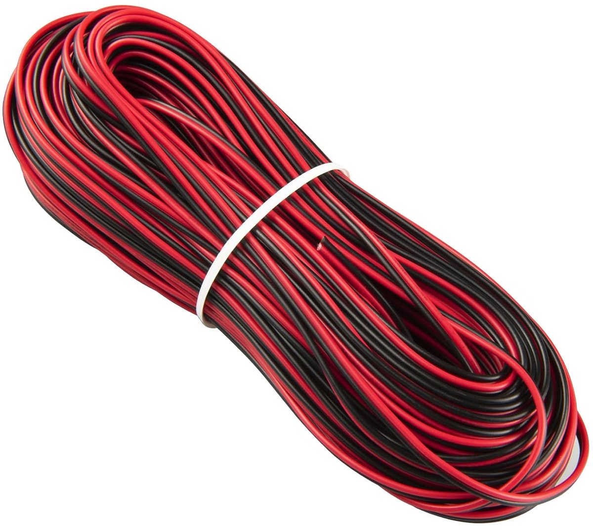 Bell wire 30m - 2-kern 2 x 0.2 mm² - rood-zwart - flexibel voor LED strips - ShopVlot