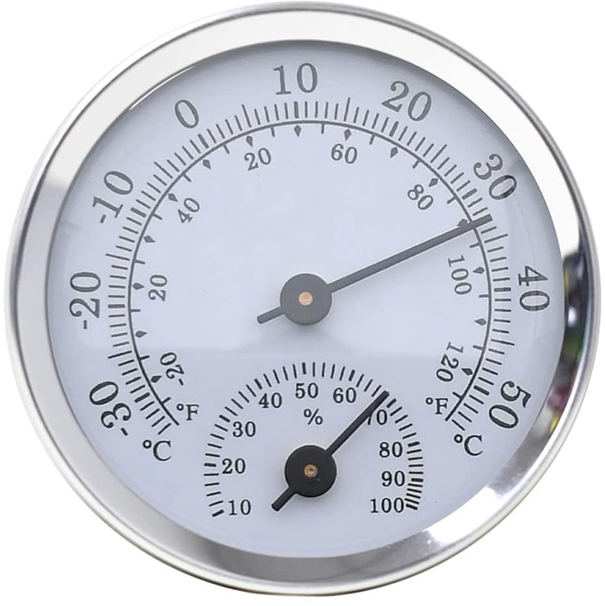 Hygrometer en thermometer - zilver - betrouwbare controle van binnenklimaat - meet temperatuur en vochtigheid - ShopVlot
