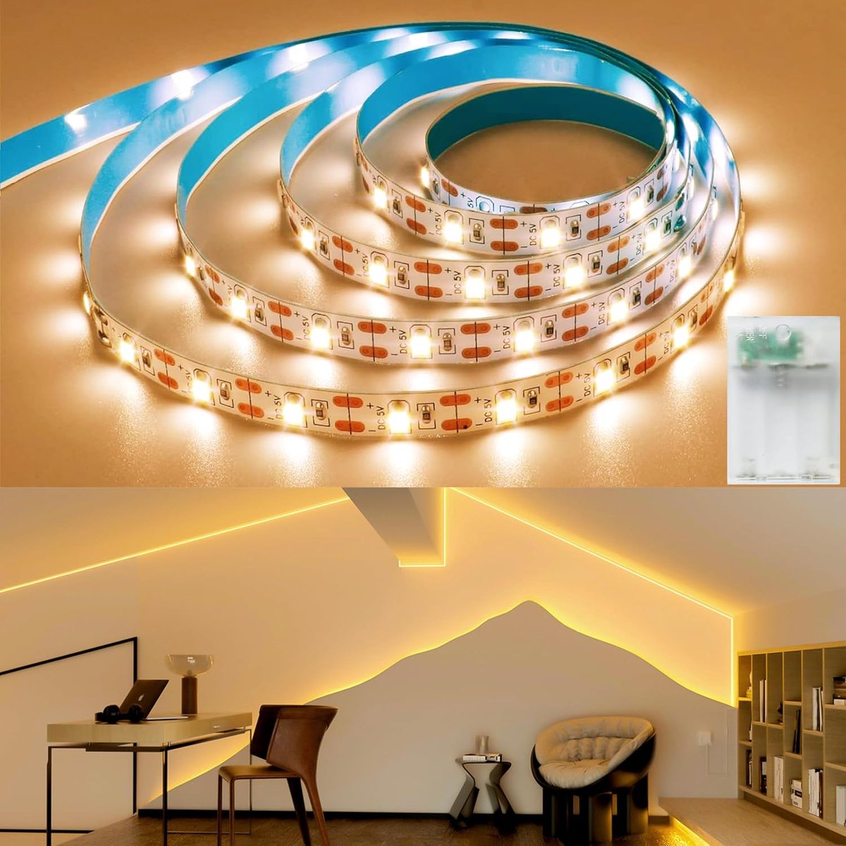 LED strip 3 m 90 LEDs warm wit - batterijvoeding - met timer - sfeervolle verlichting voor interieur - ShopVlot