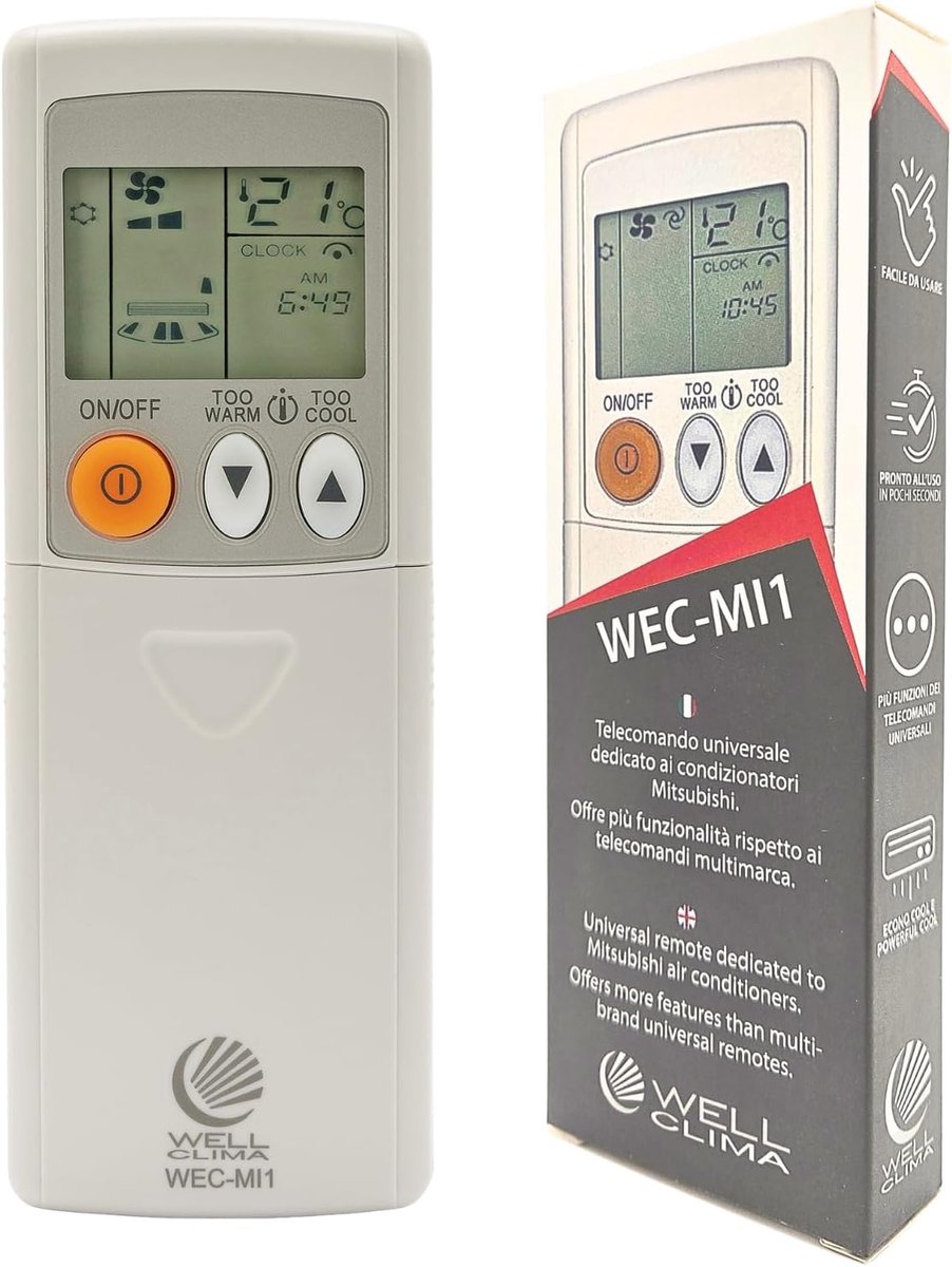Universele afstandsbediening voor Mitsubishi airconditioning - snel te configureren - compatibel met warmtepomp en inverter