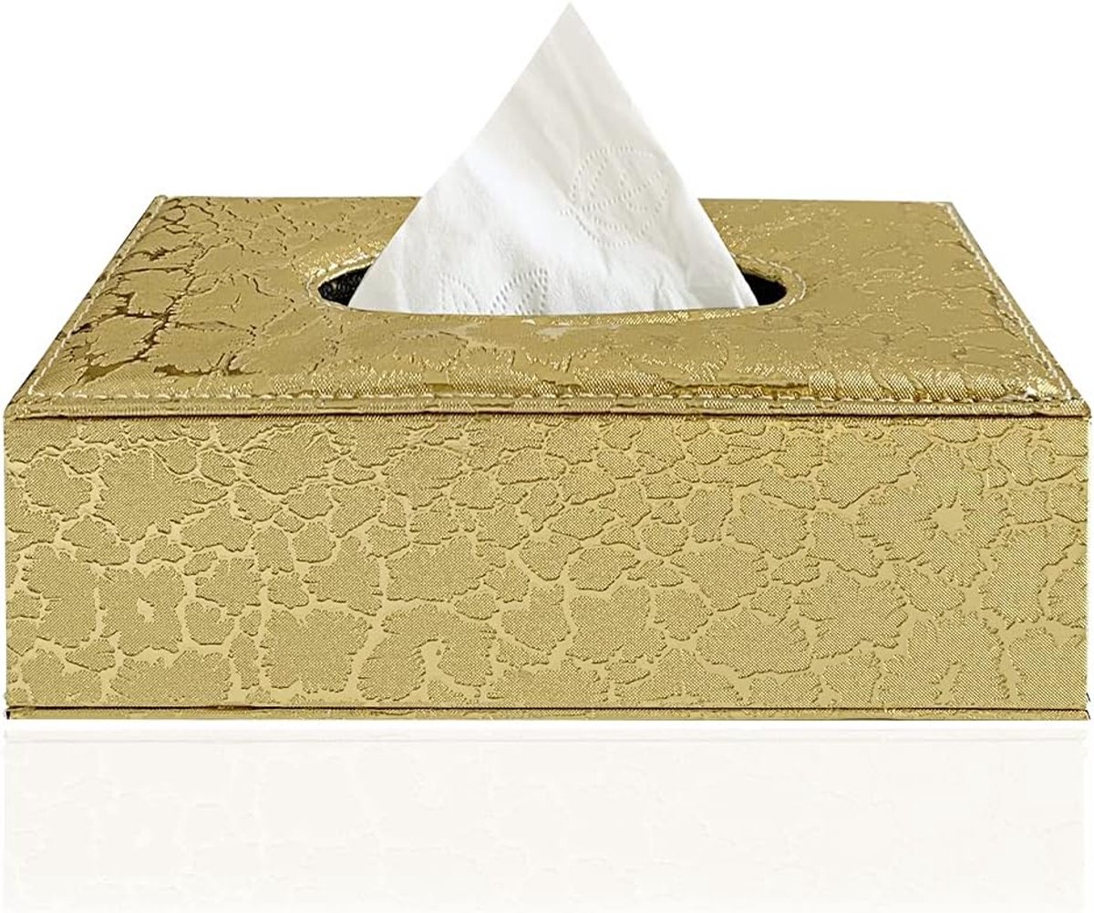 Tissue box houder modern 24x12x9.5cm - PU leer retro patroon - waterproof en makkelijk te reinigen - ShopVlot