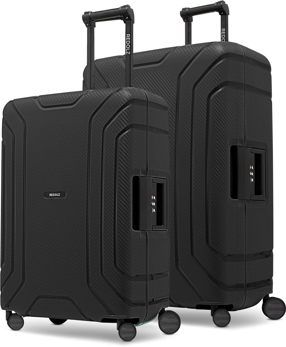 SnelShoppen - Hard Shell Trolley Koffer Set 15-delig, Diep Zwart, Lichtgewicht Reisbagage met Wielen, Ruim en Duurzaam voor Vakanties en Weekendjes We