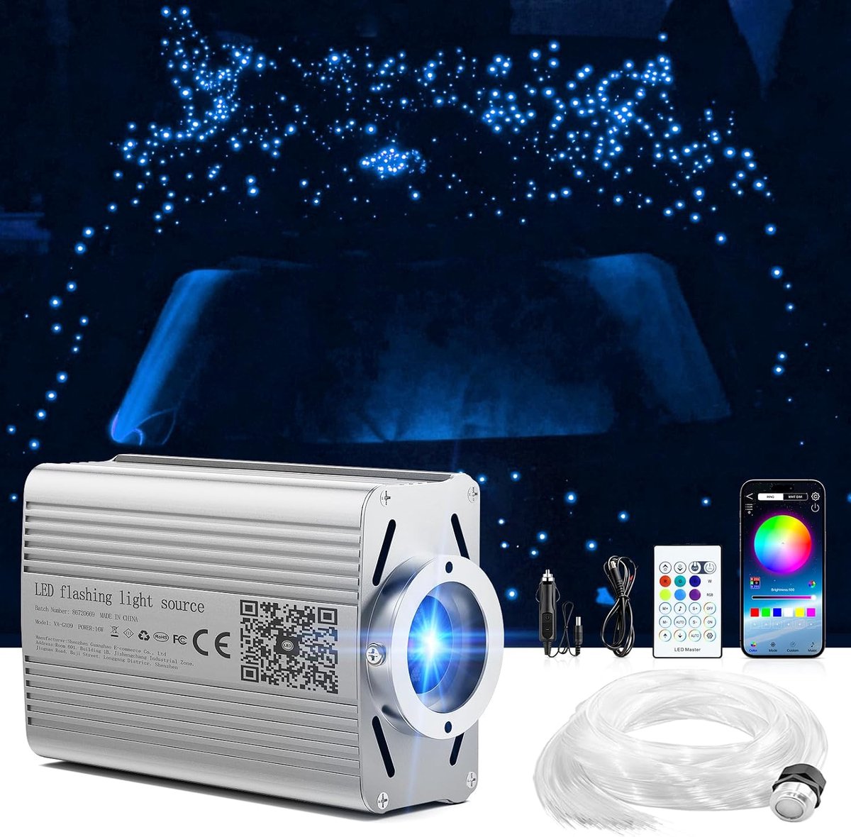 SnelShoppen - 16W Glasvezel Ster Lichten Set 1200 Stuks - Geluid Geactiveerde RGBW LED Verlichting met Afstandsbediening en Besturing - Perfect voor A