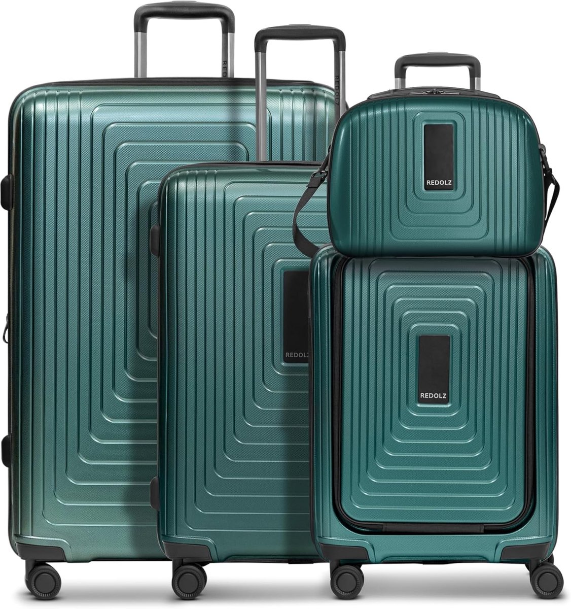 Koffer set 2-delig - 14 inch - parel groen metallic - ideaal voor korte reizen - ShopVlot