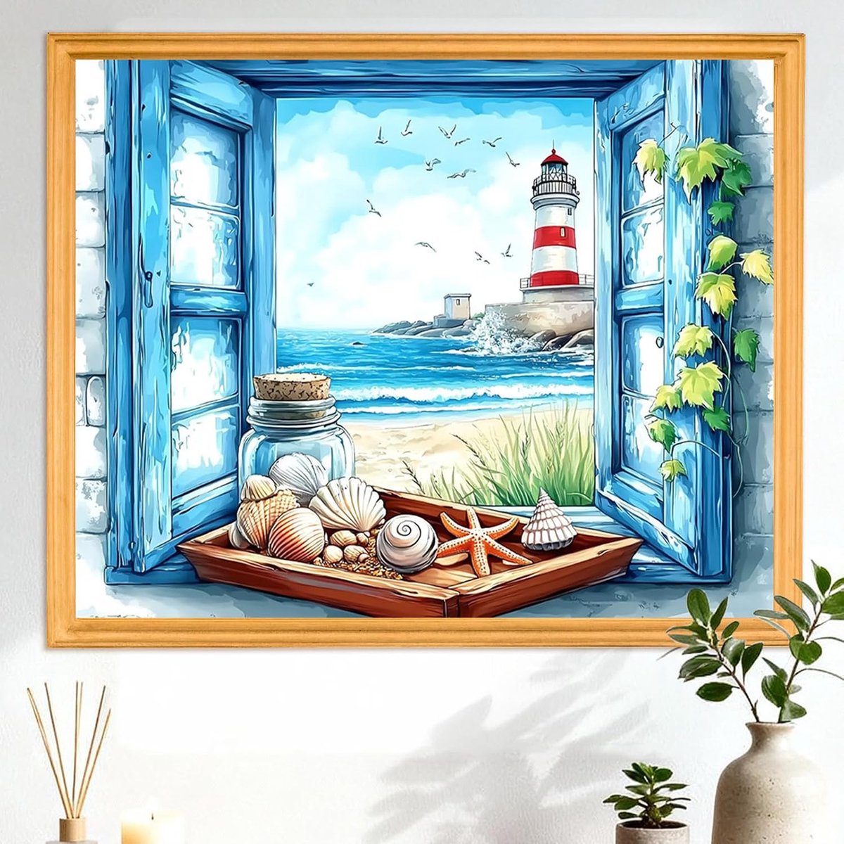 Schilderen op nummer vuurtoren 40 x 50 cm - doe-het-zelf schilderen - voor volwassenen en beginners - creatief plezier - ShopVlot