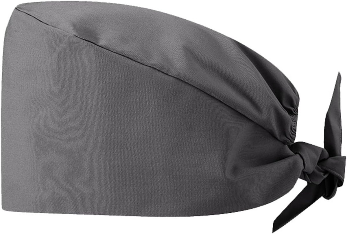 Dokter Verpleegster Hoed Effen Kleur Schubber Hoed met Zweetbanden Elastische Hoed Bescherm Haar Ziekenhuis Fabrieks Chirurgische Hoed, Grijs