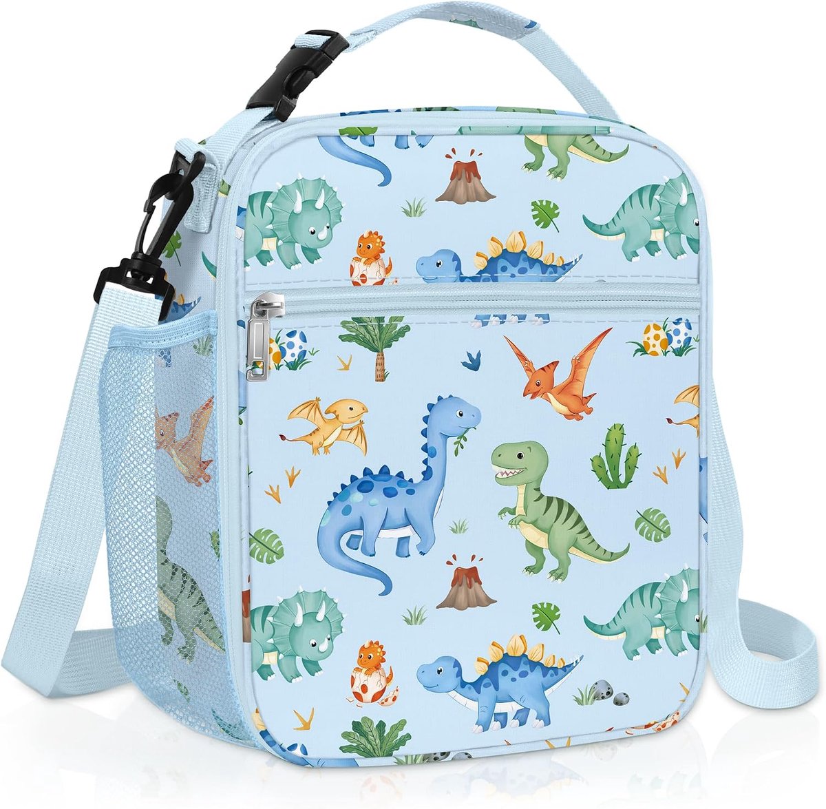 Dinosaurus Geïsoleerde Lunchtas Vulkaan Grote Thermische Koeltas Voor Jongens Picknick Lunchtrommel, Blauw