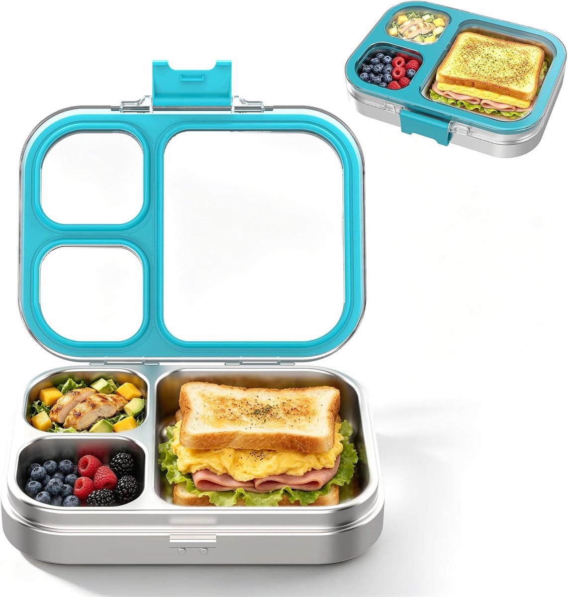 Boîte à goûter en acier inoxydable pour enfants,Metal Bento Lunch Box Kinder anti-fuite LAOTRITAN