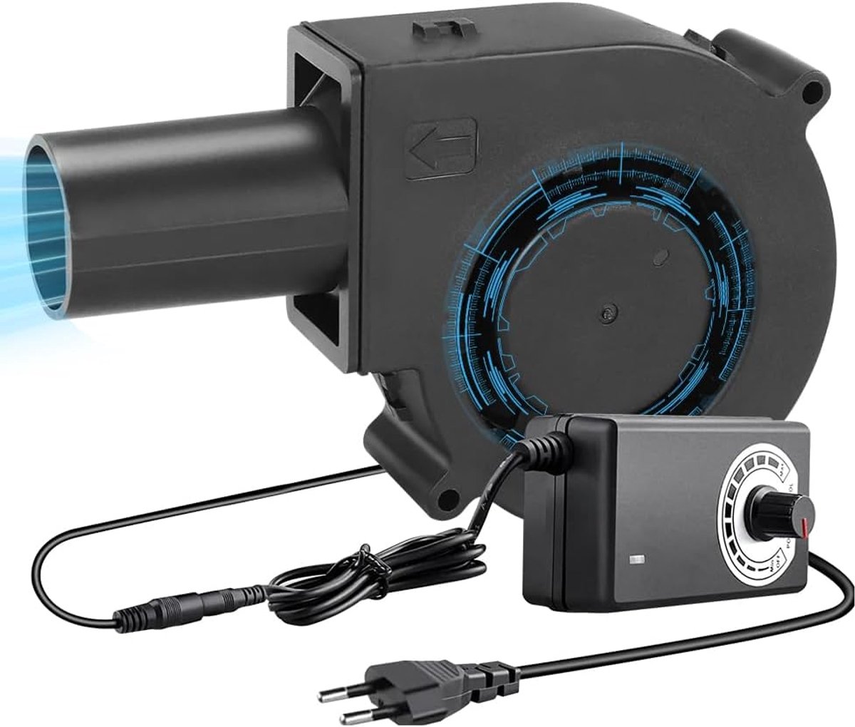 Radiale ventilator 12 V, turbine- en turbo ventilator met snelheidsregelaar en luchtuitgang