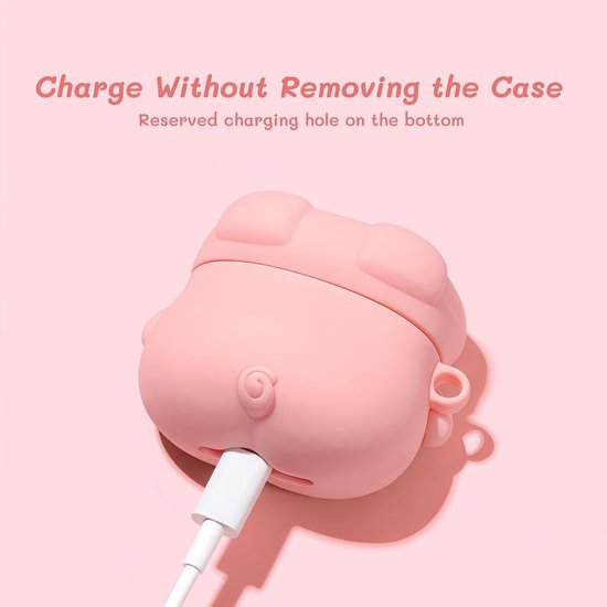 Hoesje voor AirPods 4 Leuk 3D Roze Lying Piggy Ontwerp met Sleutelhanger Zachte Siliconen Cover Kawaii Grappig Anti-Val Schokbestendig Beschermhoes voor Vrouwen Meisjes van hoesje — afbeelding 4