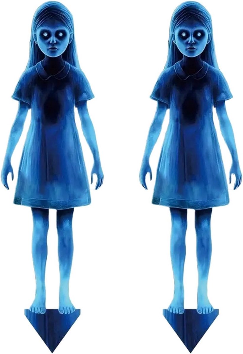 Spook Tuinbordjes Decor 2 Stuks Tweeling Roestvrije Enge Gotische | Enge Meisjesspook Binnenplaatsdecoratie Voor Begraafplaats, Buiten, Grond, Feest, Huis, , Ingang, en Carnava