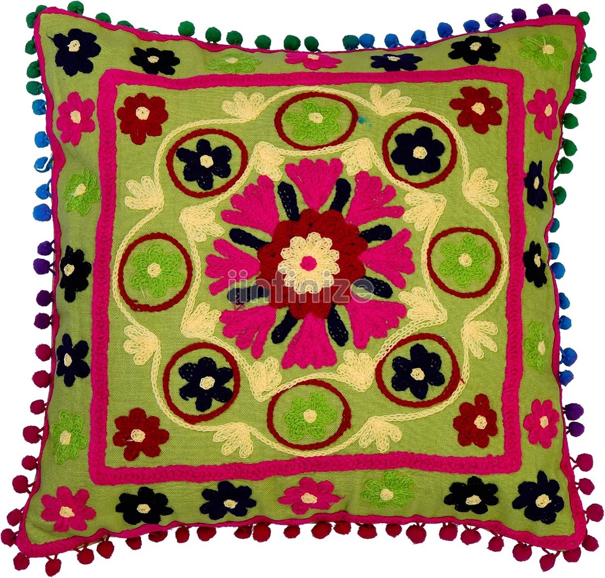 Kussenhoes 40 x 40 cm - Etnisch katoen - Borduurwerk - Ideaal voor binnen en buiten - SnelShoppen
