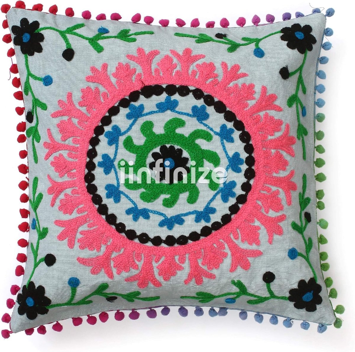 Decoratieve Kussenhoes 40x40 cm - Handgemaakt Boho Chic - Gedetailleerde Bloem Borduurwerk - SnelShoppen